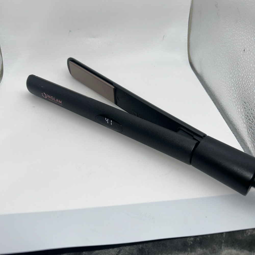 INGLAM HS0114 Flat Iron Hair Straightener Digital Temp Display Dual Voltage Blk